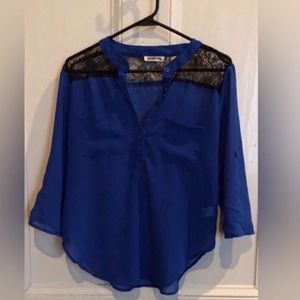 Beautiful Blue Sheer Blouse Size Small